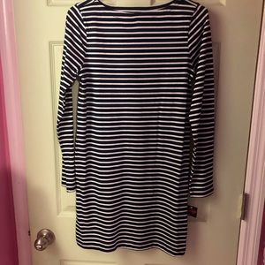 navy blue and white striped dress. girls size 14